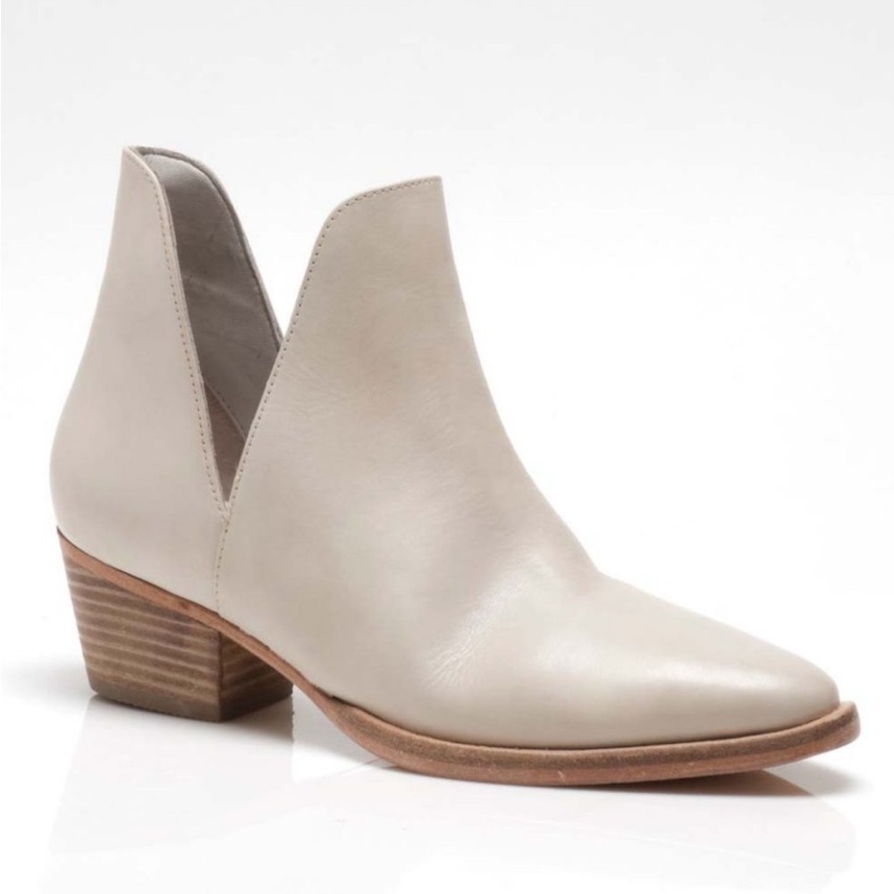 Free People Charm Double V Ankle Boot for Women- Ecru Leather